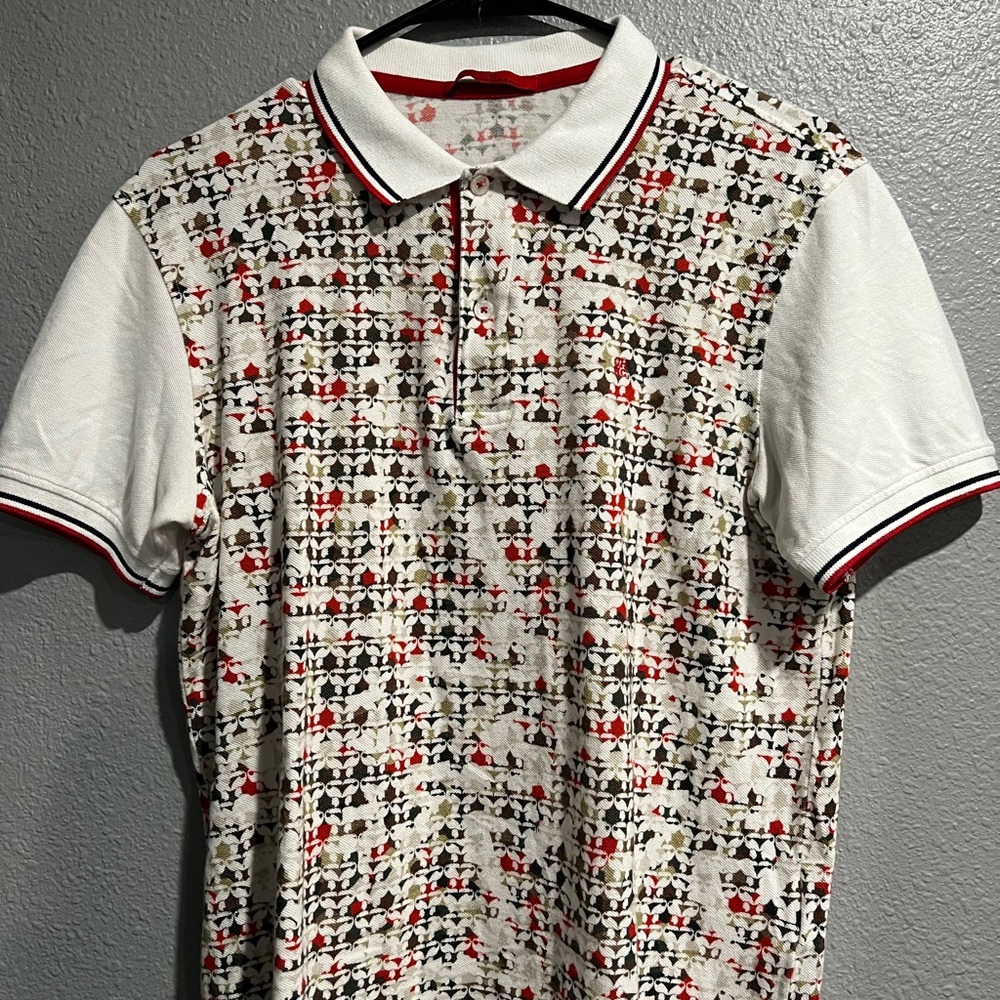 Carolina Herrera White and Red Graphic Polo